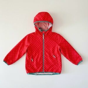 Mini Boden Polka Dot Rain Jacket with Fox Backpack | Coral Red | Girls 3-4Y